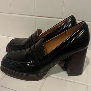 Nine West Black Chunky Heel Loafers